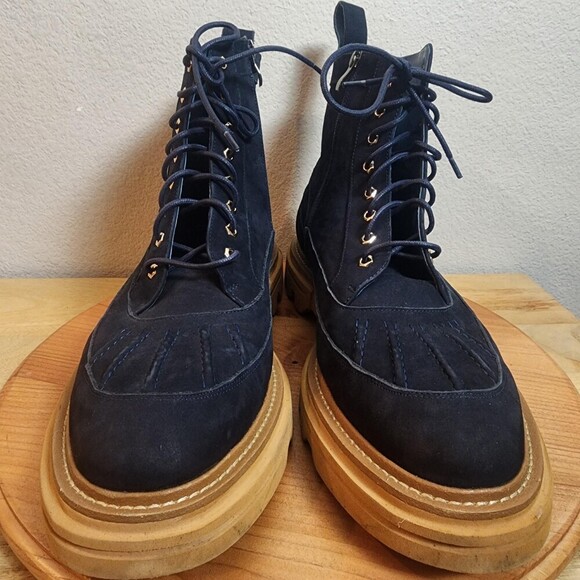Marc Nolan Odin Boots Mens Size 14 Blue Suede Combat Zip Ankle Lug Sole main image 12